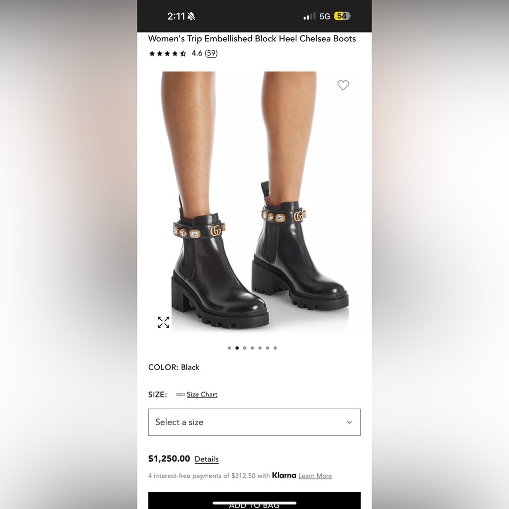 Gucci Black Leather Ankle Boots with Gold Accents